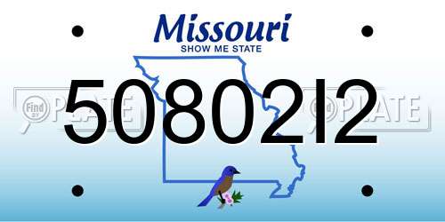 50802I2 Missouri License Plate