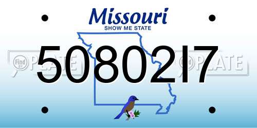 50802I7 Missouri License Plate