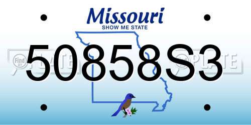50858S3 Missouri License Plate