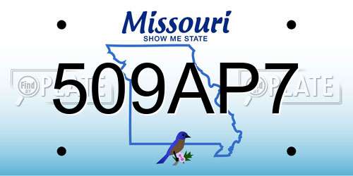 509AP7 Missouri License Plate