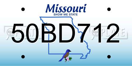 50BD712 Missouri License Plate