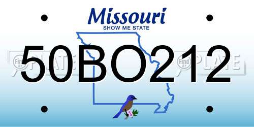 50BO212 Missouri License Plate