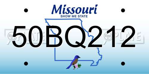 50BQ212 Missouri License Plate