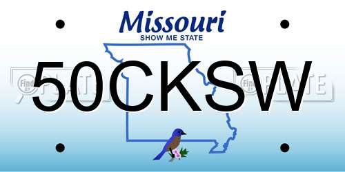 50CKSW Missouri License Plate