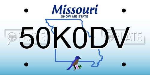 50K0DV Missouri License Plate