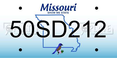 50SD212 Missouri License Plate