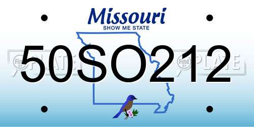 50SO212 Missouri License Plate