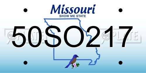 50SO217 Missouri License Plate