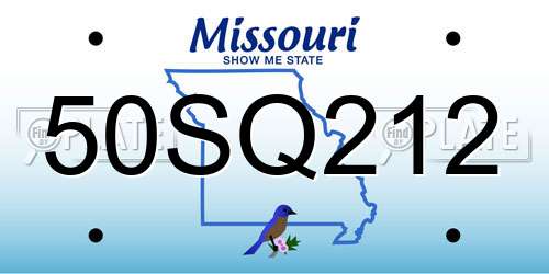 50SQ212 Missouri License Plate