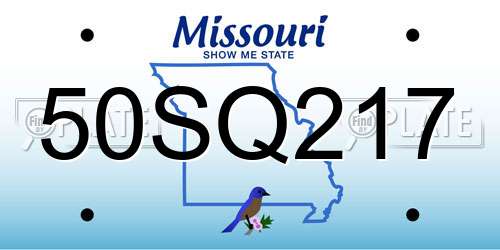 50SQ217 Missouri License Plate