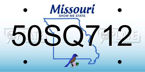 50SQ712 Missouri License Plate