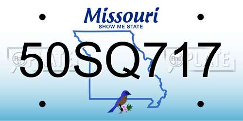 50SQ717 Missouri License Plate