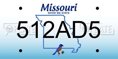 512AD5 Missouri License Plate