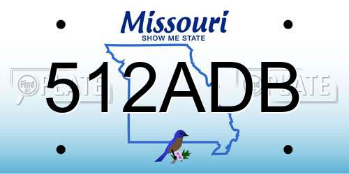 512ADB Missouri License Plate