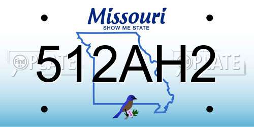 512AH2 Missouri License Plate