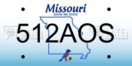 512AOS Missouri License Plate