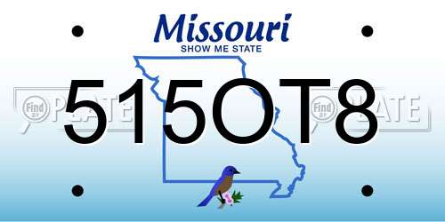 515OT8 Missouri License Plate