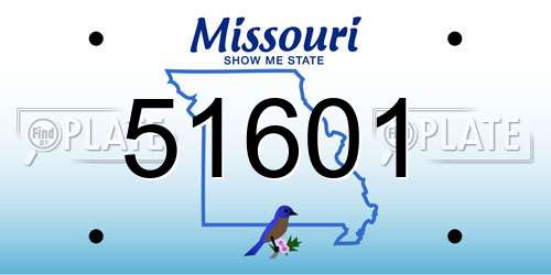 51601 Missouri License Plate