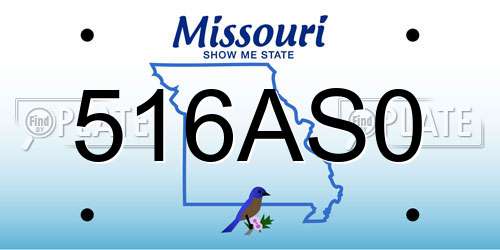 516AS0 Missouri License Plate