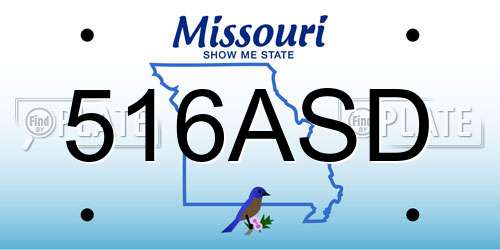 516ASD Missouri License Plate