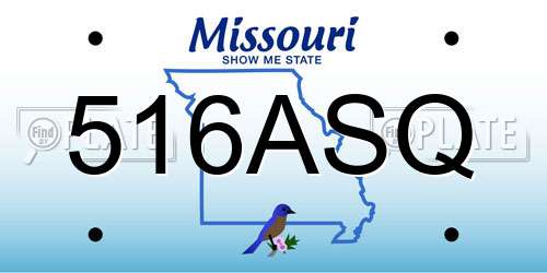 516ASQ Missouri License Plate