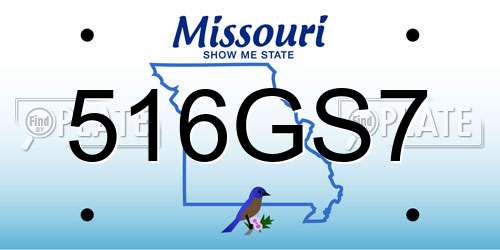 516GS7 Missouri License Plate