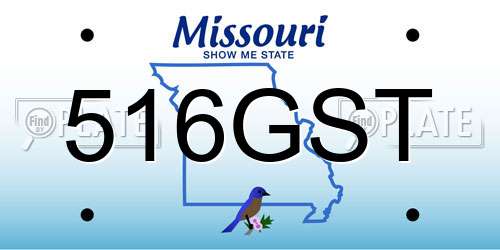 516GST Missouri License Plate