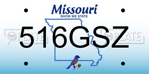 516GSZ Missouri License Plate