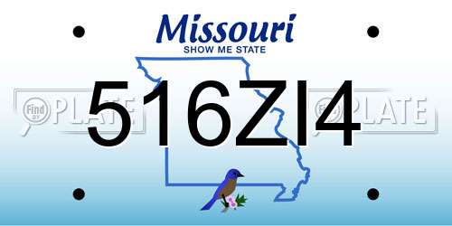 516ZI4 Missouri License Plate