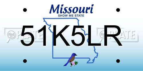 51K5LR Missouri License Plate