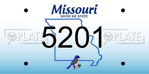 5201 Missouri License Plate