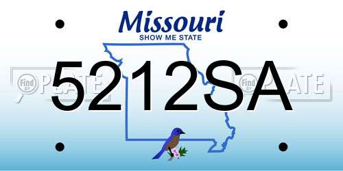 5212SA Missouri License Plate