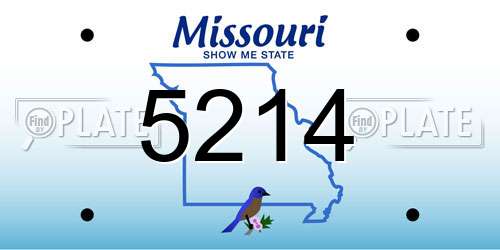 5214 Missouri License Plate