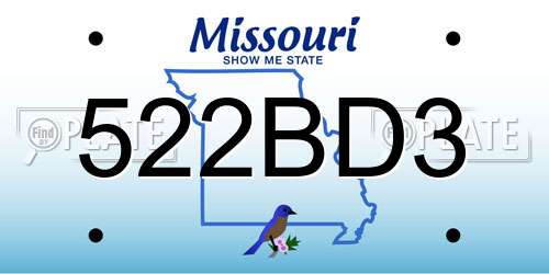 522BD3 Missouri License Plate