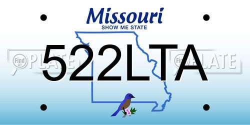 522LTA Missouri License Plate