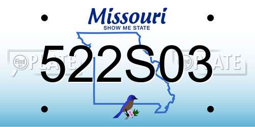 522S03 Missouri License Plate