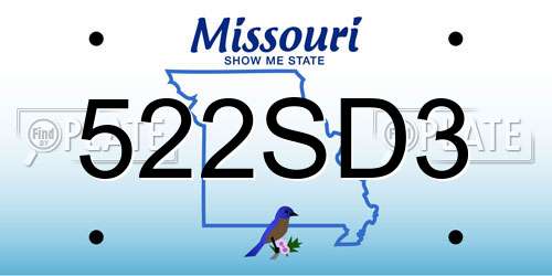 522SD3 Missouri License Plate