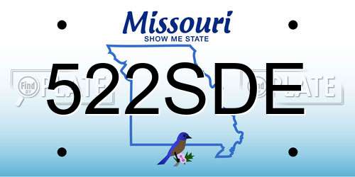 522SDE Missouri License Plate