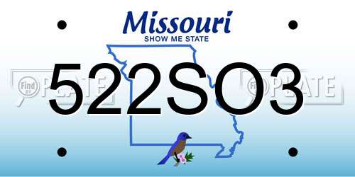 522SO3 Missouri License Plate