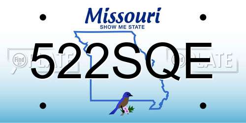 522SQE Missouri License Plate