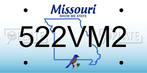 522VM2 Missouri License Plate