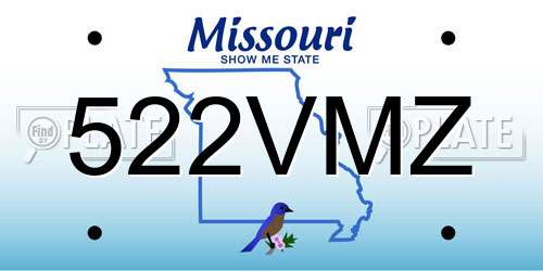 522VMZ Missouri License Plate