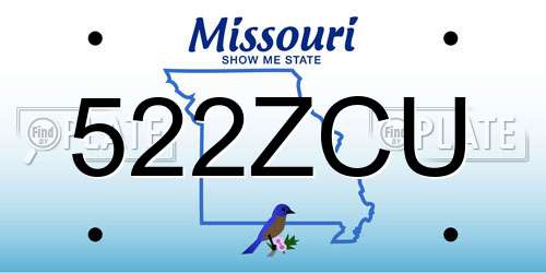 522ZCU Missouri License Plate
