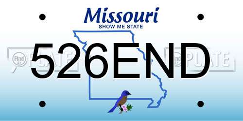 526END Missouri License Plate