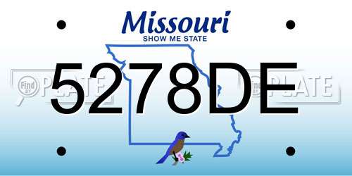 5278DE Missouri License Plate
