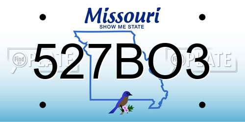 527BO3 Missouri License Plate