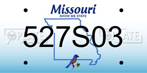 527S03 Missouri License Plate