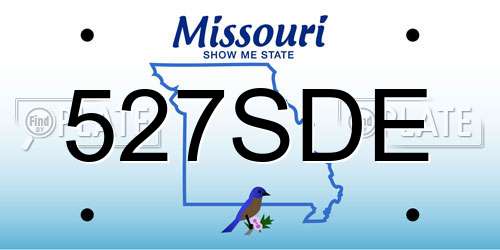 527SDE Missouri License Plate