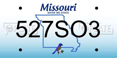 527SO3 Missouri License Plate
