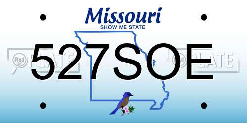 527SOE Missouri License Plate